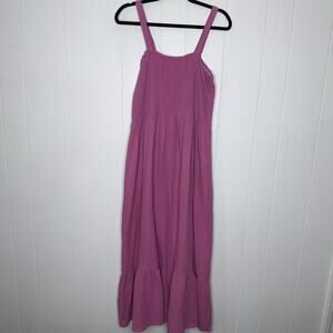 Raviva Women’s Smocked Gauze Maxi Dress Pink Sleeveless Size 2X